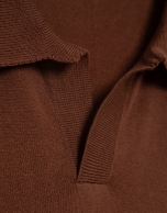 Brown high twist knitted polo shirt