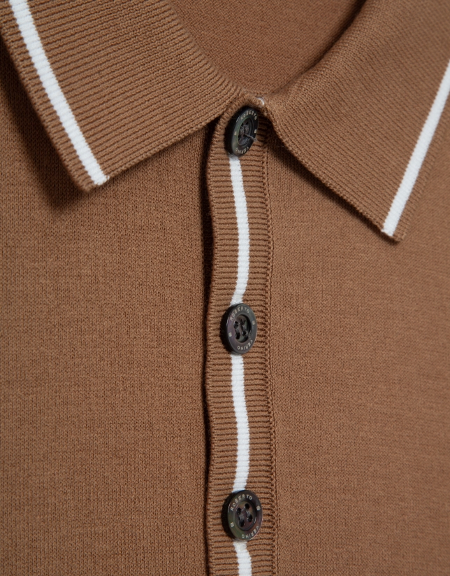 Camel knitted polo shirt