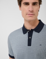 Polo jacquard mercerizado tricolor azules/blanco