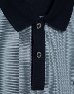 Three-colour blue/white mercerised jacquard polo shirt