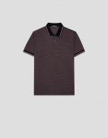 Polo jacquard mercerizado tricolor &iacute;ndigo/naranja/blanco