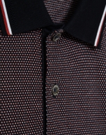 Indigo/orange/white tricolour mercerised jacquard polo shirt