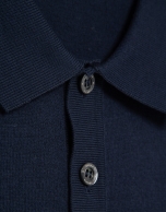 High twist navy/white striped knit polo shirt