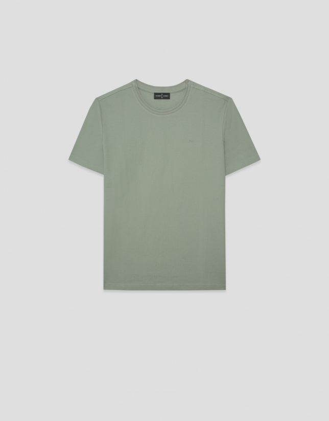 Light khaki short-sleeved piqu&eacute; T-shirt