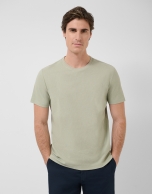 Light khaki short-sleeved piqu&eacute; T-shirt