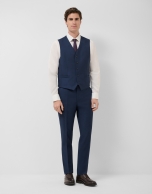 Chaleco de traje falso liso de lana azul marino