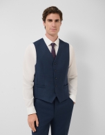 Chaleco de traje falso liso de lana azul marino