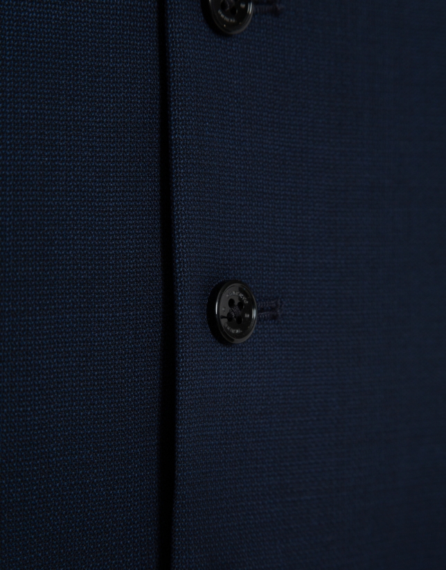 Navy blue wool faux plain dress waistcoat