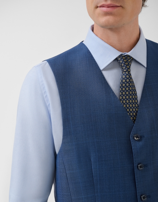 Chaleco de traje lana cuadros azul tinta