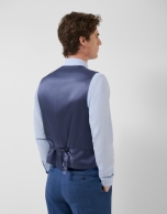 Chaleco de traje lana cuadros azul tinta