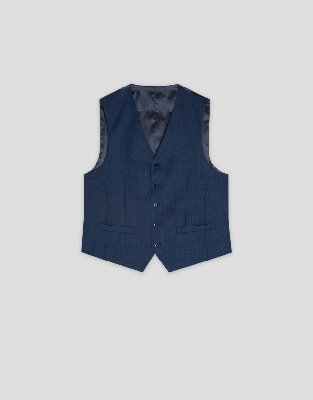 Ink blue checked waistcoat