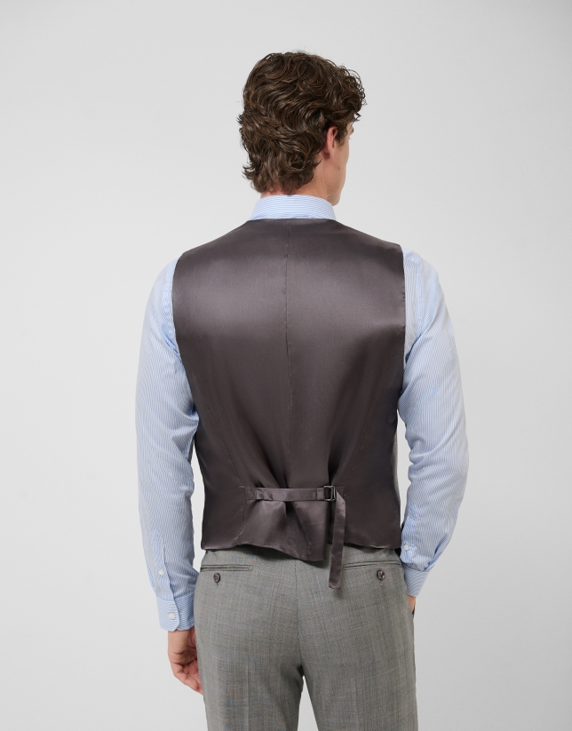 Chaleco de traje lana cuadros tonos grises