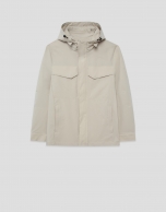 Parka larga color crudo