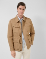 Camel four-pocket parka
