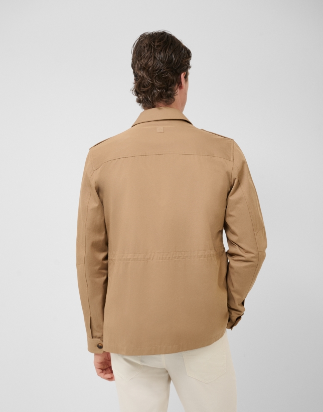Camel four-pocket parka