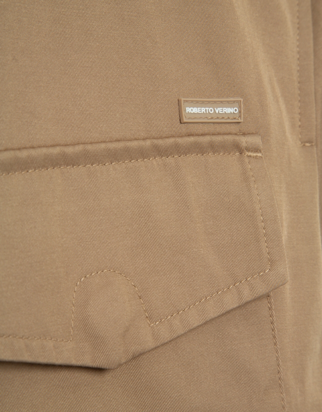 Camel four-pocket parka