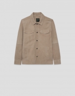 Beige nappa leather overshirt
