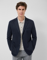 Navy blue faux piqu&eacute; comfort jacket