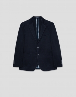 Navy blue faux piqu&eacute; comfort jacket