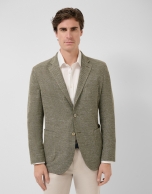 Comfort jacket in khaki/white cotton/linen knit