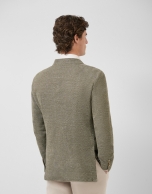 Comfort jacket in khaki/white cotton/linen knit