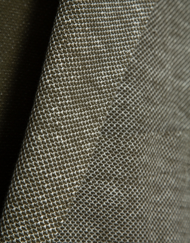 Comfort jacket in khaki/white cotton/linen knit