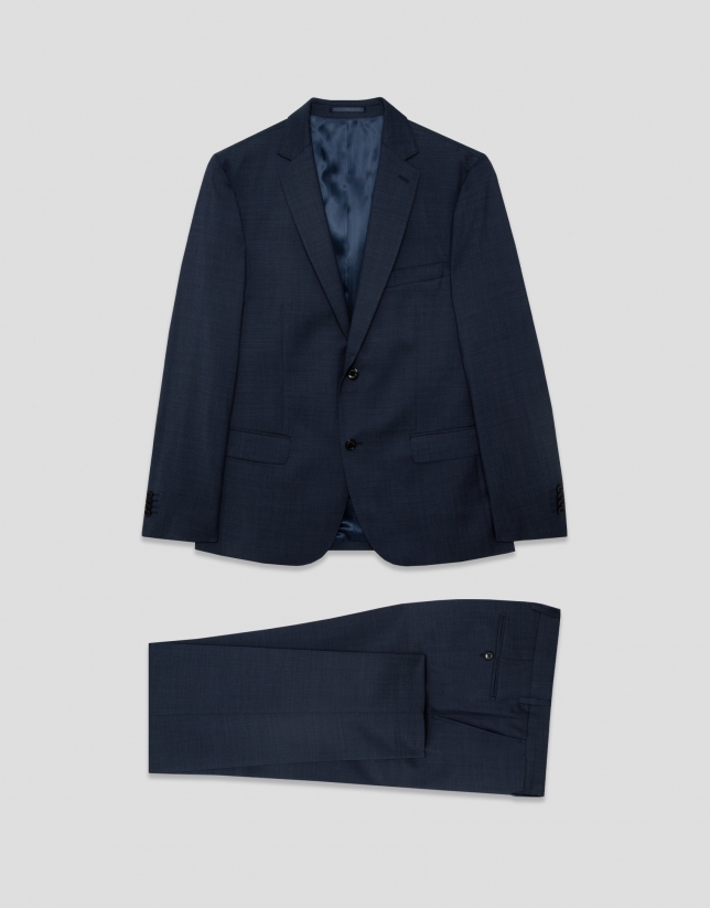 Traje half canvas slim fit falso liso marino