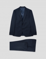 Traje half canvas slim fit falso liso marino