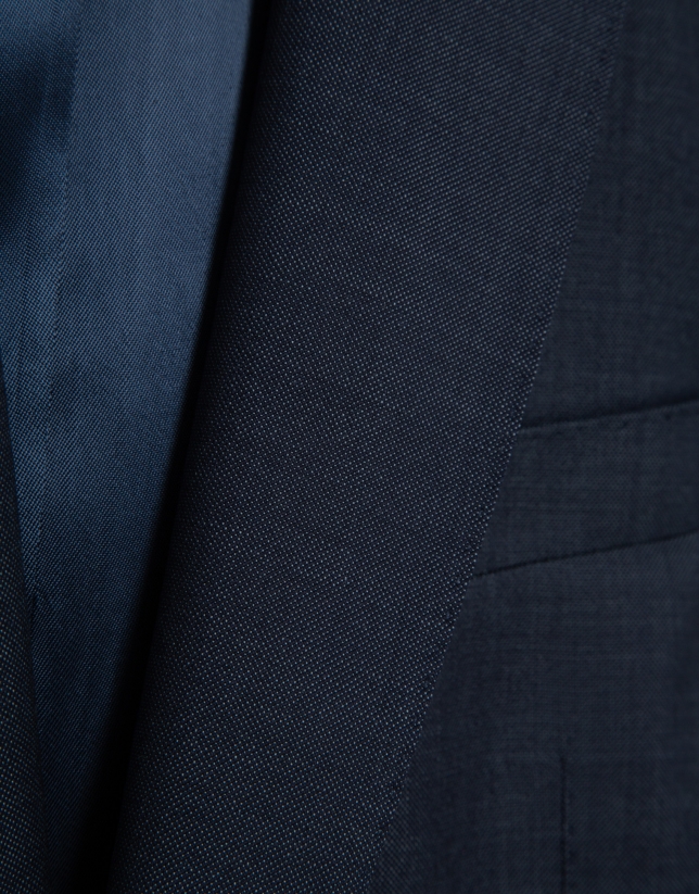 Slim fit half canvas suit in navy blue faux plain