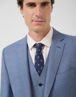 Traje half canvas slim fit ojo perdiz azul gris&aacute;ceo