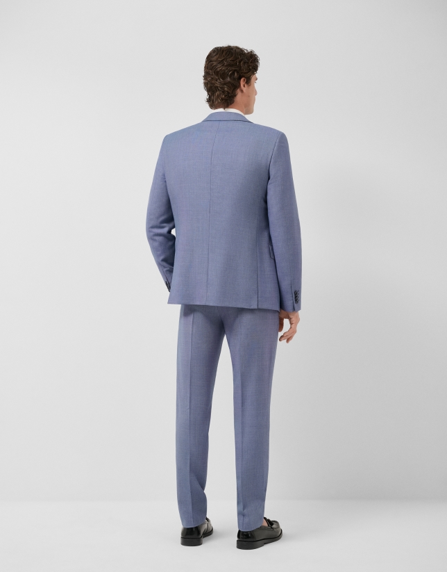 Traje half canvas slim fit ojo perdiz azul gris&aacute;ceo