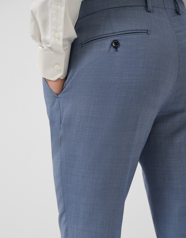 Traje half canvas slim fit ojo perdiz azul gris&aacute;ceo