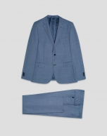 Traje half canvas slim fit ojo perdiz azul gris&aacute;ceo