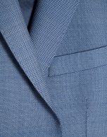 Half canvas slim fit suit in blue-grey bird's eye