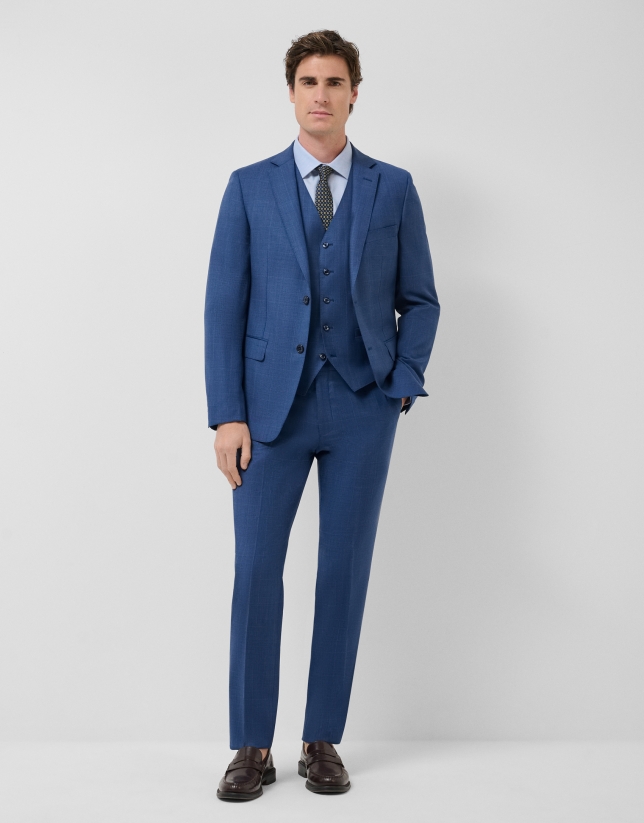 Traje half canvas slim fit cuadros azul tinta
