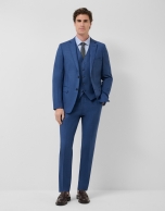 Traje half canvas slim fit cuadros azul tinta