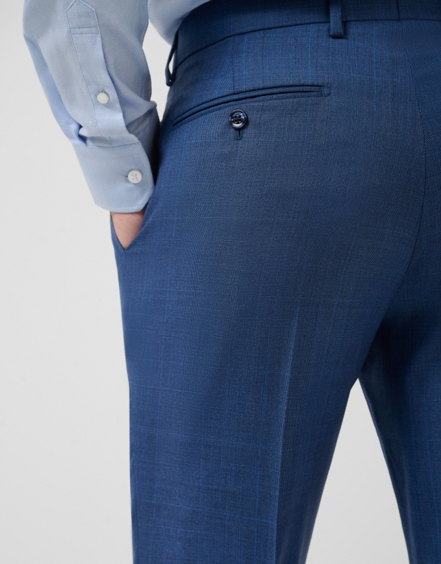 Traje half canvas slim fit cuadros azul tinta