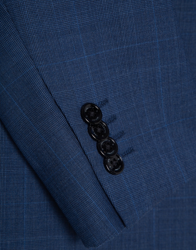 Traje half canvas slim fit cuadros azul tinta
