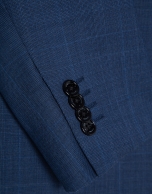 Half canvas slim fit suit in ink blue check