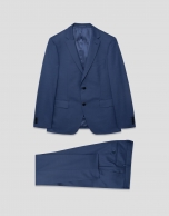 Traje half canvas slim fit liso azul gris&aacute;ceo