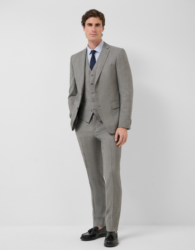 Traje half canvas slim fit cuadros tonos grises