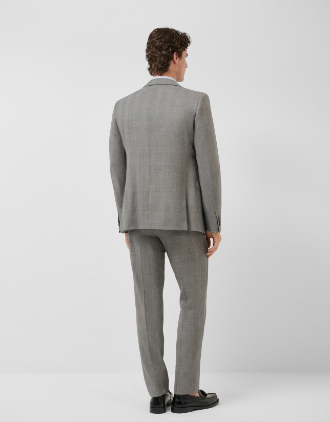 Half canvas slim fit suit in grey check