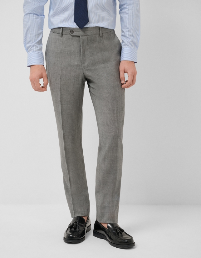 Half canvas slim fit suit in grey check