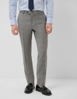 Half canvas slim fit suit in grey check