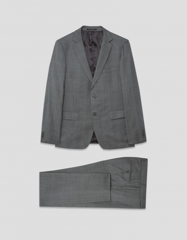 Traje half canvas slim fit cuadros tonos grises