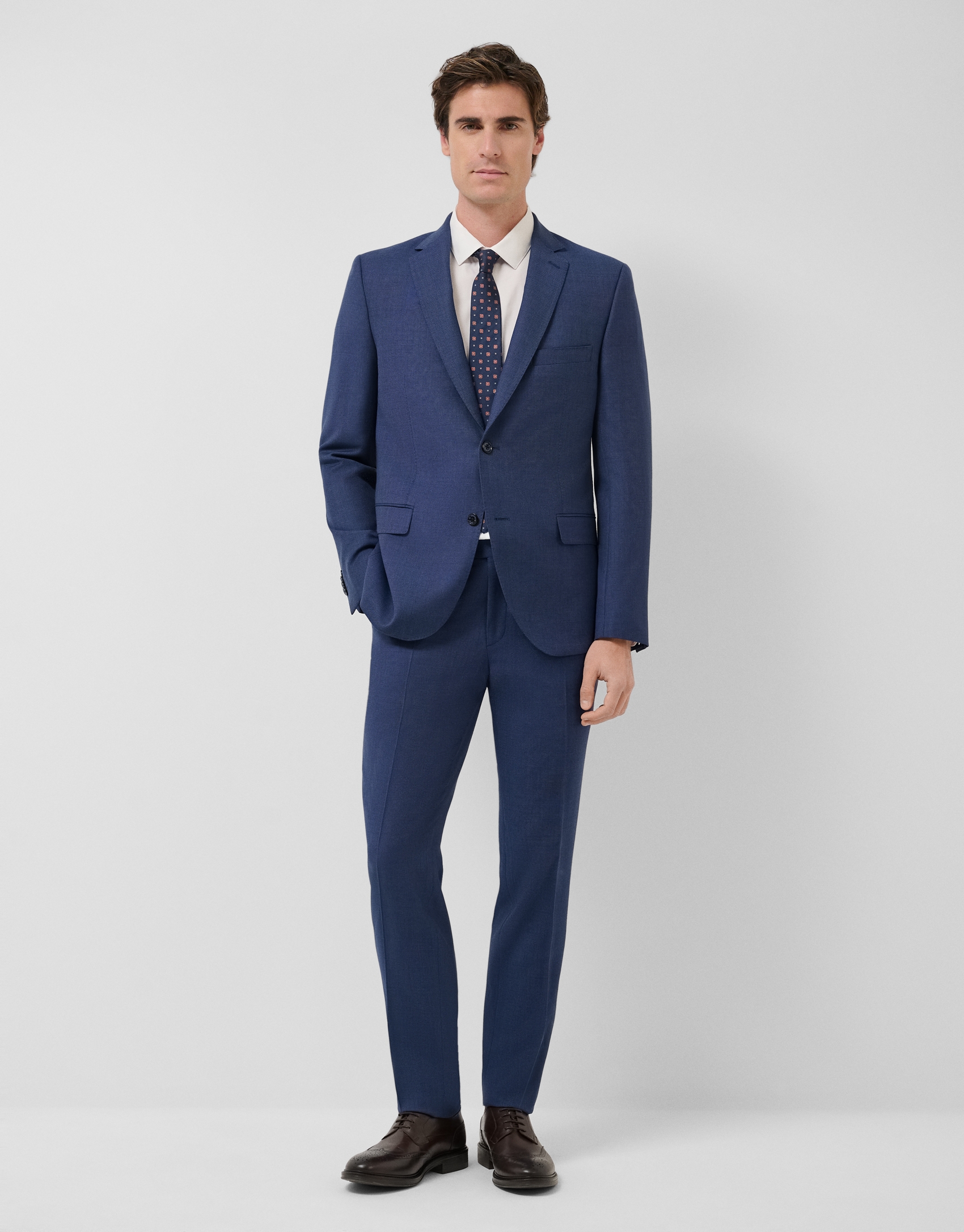 Traje half canvas slim fit ojo de perdiz azul
