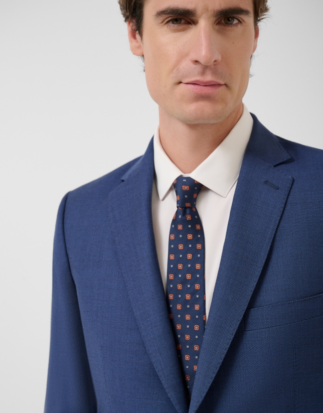 Traje half canvas slim fit ojo de perdiz azul