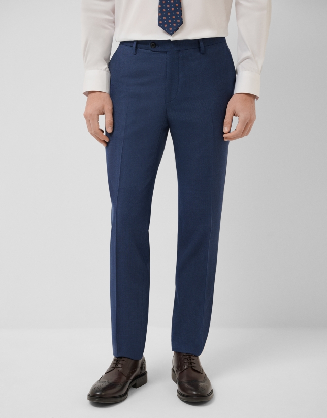 Traje half canvas slim fit ojo de perdiz azul