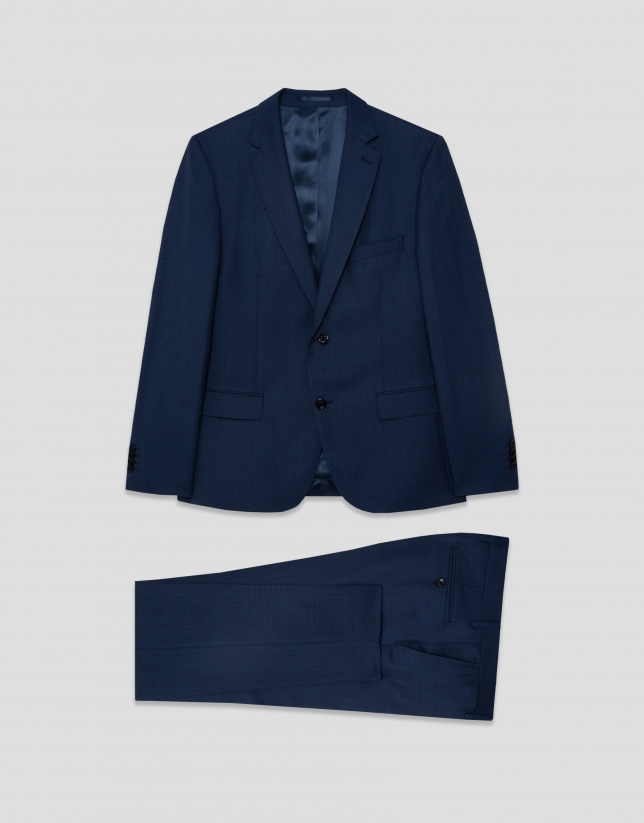 Traje half canvas slim fit ojo de perdiz azul