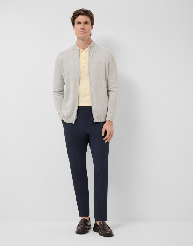 Light grey melange zip-up jacket